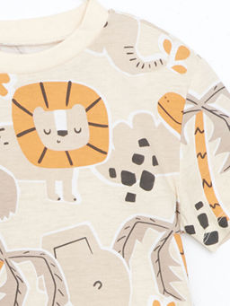 Bisiklet Yaka Bask?l? Erkek Bebek Pijama Tak?m?