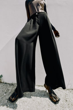 PANTAL?N PALAZZO BOT?N DORADO / Negro - Zara фото 2