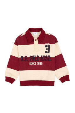 Erkek _ocuk Koyu Frambuaz Polo Yaka Sweatshirt