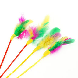 Дразнилка-удочка Шар с перьями, оранжевая на оранжевой ручке - Пижон фото 5