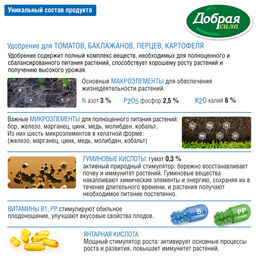 Компл. орг.-мин. удобр. "Добрая сила" Для томатов, баклажанов, перцев фл.250мл