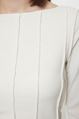 Trendyolmilla Bej Dikis Detayl? Carmen Yaka Fitted/Vucuda Oturan Fitilli Orme Bluz TWOAW24BZ00127  фото 4