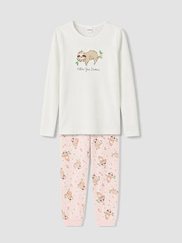 Bask?l? K?z ?ocuk Pijama Tak?m?