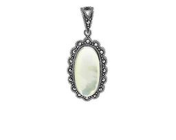 Подвеска из серебра марказит, перламутр, SL-AGA44