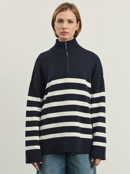 Джемпер на молнии в полоску / Zarina  фото 4