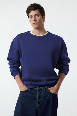 TRENDYOL MAN Siyah Oversize/Genis Kesim Pamuklu Basic Ici Polarl? Kal?n Sweatshirt TMNAW25SW00011 - Trendyolmilla фото 2