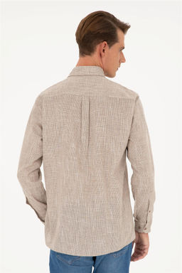 U. S. Polo Assn / Мужская рубашка цвета хаки с длинным рукавом - U.s. polo assn фото 5