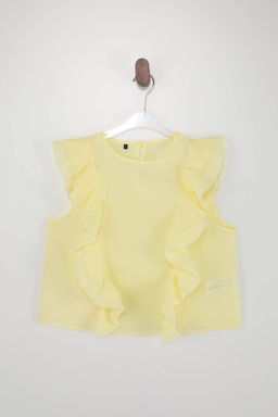 Sar? F?rf?r Detayl? Crop Boy Yar? Transparan Dokuma Bluz TWOSS26BZ00403