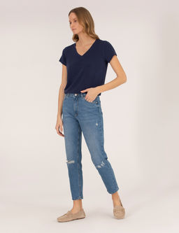 Lacivert Comfort Fit Basic Ti__rt
