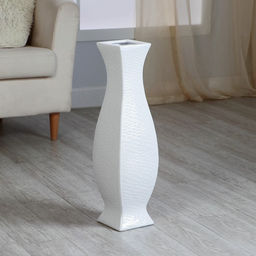 Ваза напольная «Нолвен», листья, d внутренний 9 см, 15×60 см, керамика, белая