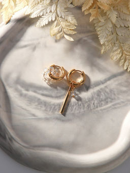 Серьги со съёмным элементом Трансформер круг, белые, золоте