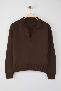 Wardrobe Essentials Lacivert*001 Yumusak Dokulu Cizgili Genis Kal?p Basic Triko Kazak TWOAW26KZ00087 - Trendyolmilla фото 11