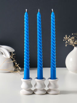 Свеча витая 25 см (набор 3 шт) 57 гр, 5 ч, цв. синий