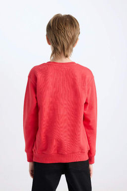 Красный свитшот стандартного кроя с круглым вырезом для мальчиков с принтом Ататюрка - Defacto фото 6