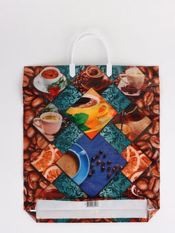 Цена за 5 шт. Пакет "Кофейное настроение, полиэтиленовый с вырубной ручкой, пласт. 38х44 см, 90 мкм