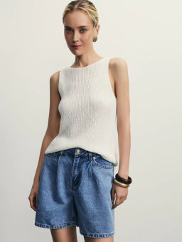 Джинсовые шорты со складками / Zarina  фото 7