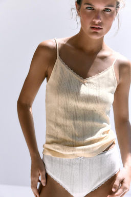 POINTELLE TOP WITH LACE TRIMS - Zara фото 3