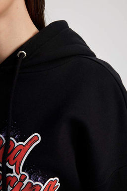 Толстовка с капюшоном и принтом Cool Oversize - Defacto фото 8