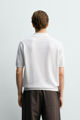 POLO PUNTO REGULAR FIT ALGOD?N - LINO / Blanco roto - Zara фото 3