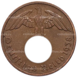 Монета 2 рейхспфеннига 1938 года G Германия