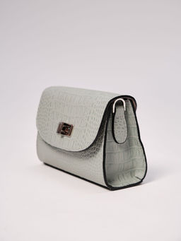 Сумка кожаная на плечо Deboro 31033 серо-зеленый