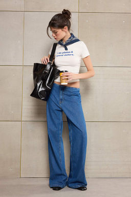 Teen Mavi DOKUMLU Tencel Kar?s?ml? Bel Detayl? Normal Bel Wide Leg Jeans TWOSS26JE00185