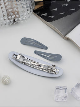 Цена за 6 шт. Набор для волос QF «Авиталь», 3 резинки 6 см, заколка-автомат 9 см, 2 невидимки 4.5 см, серый