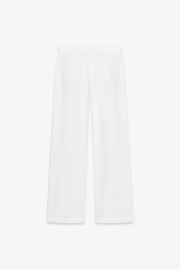 LINEN BLEND WIDE-LEG TROUSERS WITH BUCKLES - Zara фото 17