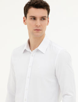 Beyaz Slim Fit Uzun Kollu G_mlek