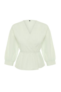 Tas Kruvaze Baglama Detayl? Dokuma Bluz TWOSS21BZ0287