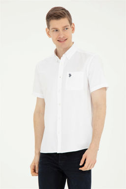 Мужская белая рубашка с коротким рукавом Неожиданная скидка в корзине