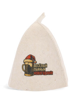 Шапка для бани и сауны Весёлый, пьяный, новогодний!, полиэфир 70%, шерсть 30%, Добропаровъ  фото 3