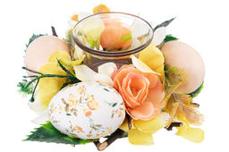 Пасхальное украшение подсвечник 15*15*7 см "Весеннее цветение" на 1 свечу