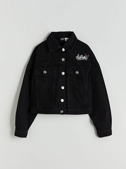 Kuromi Bask?l? K?z ?ocuk Jean Ceket