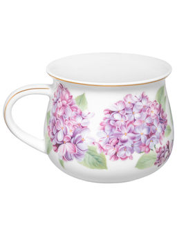 Кружка 250 мл 11,5*9*7 см "Сирень" бочонок, фарфор NEW BONE CHINA