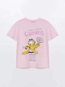 Bisiklet Yaka Garfield Bask?l? K?z ?ocuk Ti??rt