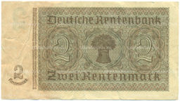 Банкнота 2 рентенмарки 1937 года Германия
