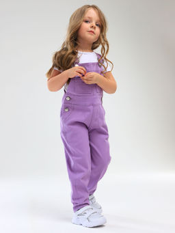 Полукомбинезон джинсовый для девочек - Синий мир фото 15