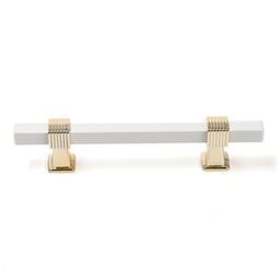 Цена за 2 шт. Ручка-скоба CAPPIO PK117, м/о 96 мм, цвет белый/золото