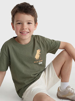 Bisiklet Yaka Bask?l? Erkek ?ocuk Ti??rt