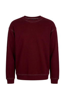 Bordo Oversize/Geni_ Kesim Kontrast Diki_ Detayl_ Bisiklet Yaka Sweatshirt TMNAW24SW00011