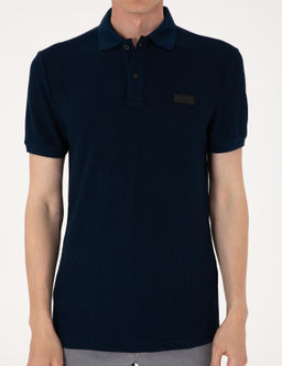 Lacivert Slim Fit _rme Dokulu Polo Yaka Ti__rt