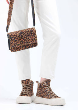 Ботинки 217.PODYUM151be. коричневый леопард замша/Шерсть