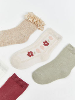 ?i?ekli K?z Bebek Soket ?orap 5li