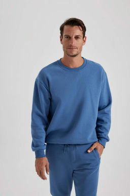 Базовый свитшот Oversize с круглым вырезом - Defacto фото 8