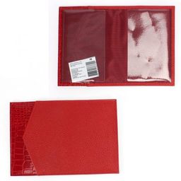 Обложка для паспорта Croco-П-410 натуральная кожа алый флотер/красный крок (128/203) 238527