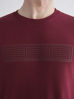 Bisiklet Yaka Uzun Kollu Bask?l? Erkek Sweatshirt