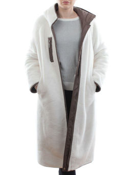 2639 DK. BEIGE Пальто двухстороннее женское еврозима (100 гр. холлофайбер, искусственный мех) - Fashion фото 11