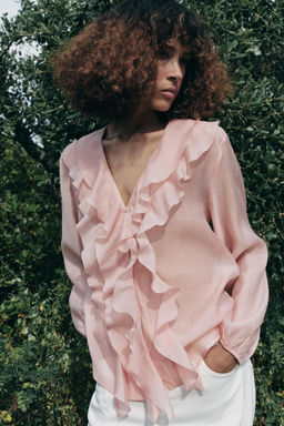 ZW COLLECTION RUFFLED SHIRT - Zara фото 2