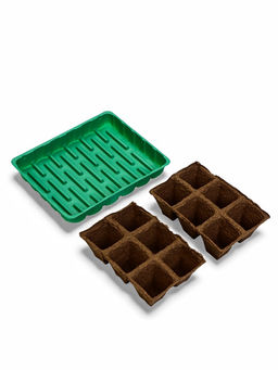 Цена за 4 шт. Набор для рассады: торфяная кассета, 12 ячеек по 50 мл, поддон _ × _ см, зелёный